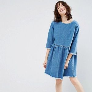 ASOS Denim Smock Dress in Midwash Blue